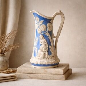 Antique Victorian T. & J. Mayer Dale Hall Staffordshire Relief Jug No.97 c.1870